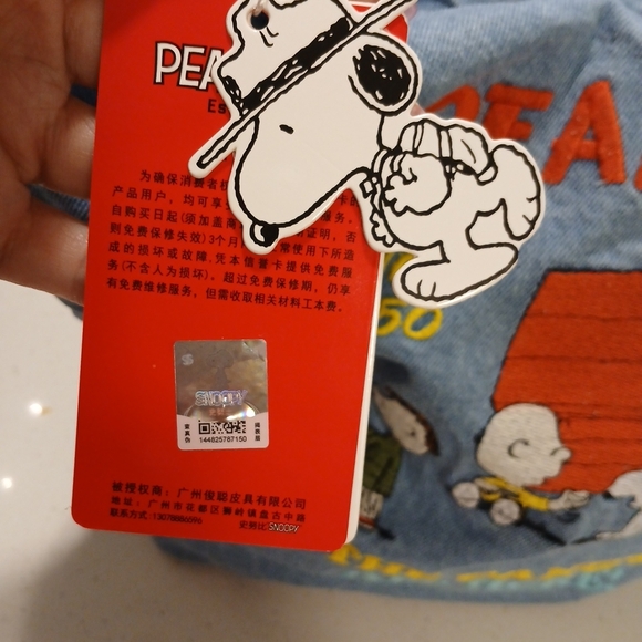 Peanuts Denim Tote Bag with Embroidered Characters - Light Blue - Picture 3 of 13